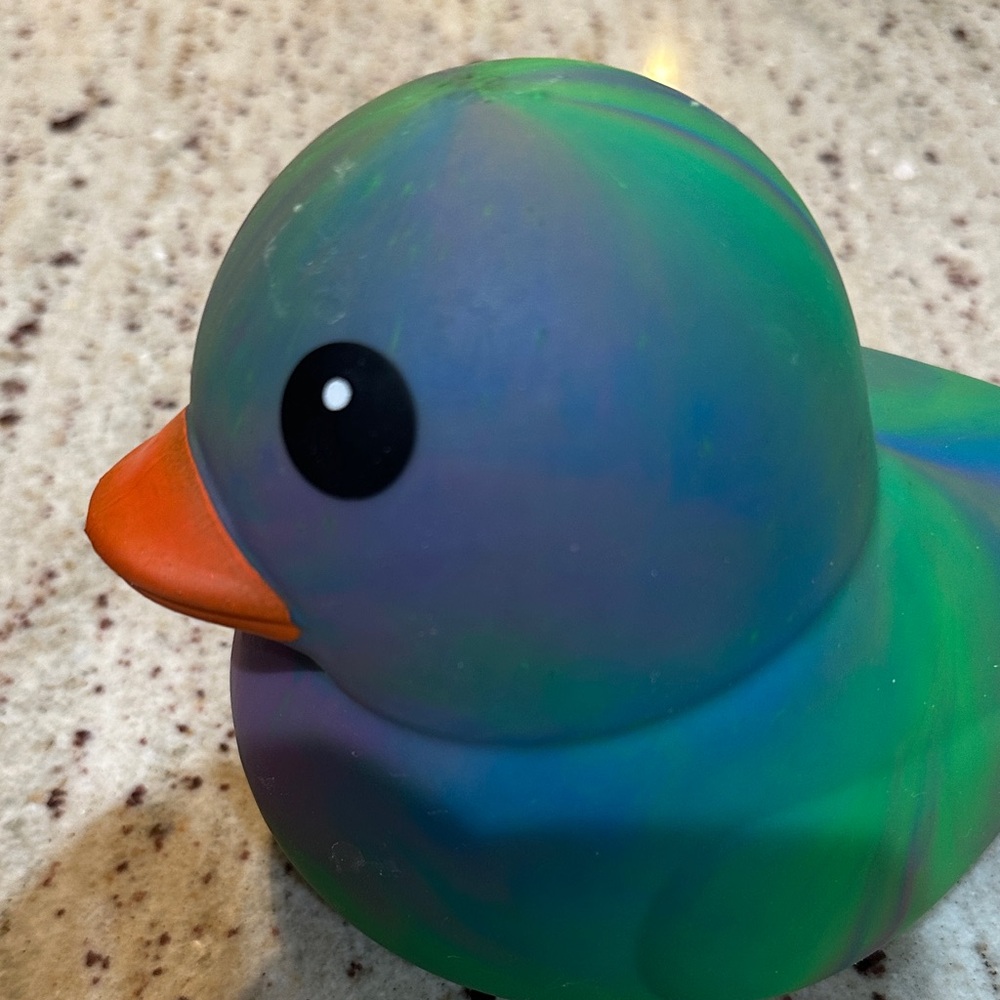 Purple & Green Plush Rubber Duck Toy with Orange Beak - Picture 10 of 12